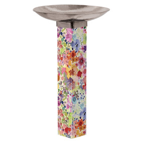 Full Bloom Bird Bath Art Pole w/ST9025 Stainless Steel Topper