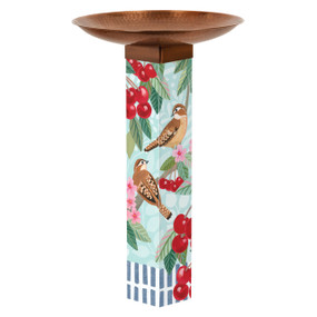 Birds and Cherries Bird Bath w/ST9021 Copper Topper