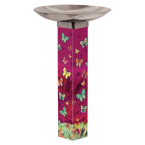 Bohemian Flutters Bird Bath w/ST9025 Stainless Steel Topper