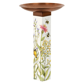 Bee Spring Bird Bath Art Pole w/ST9021 Copper Topper