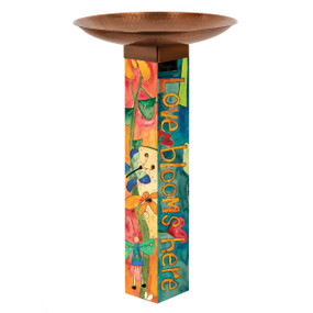 Love Garden Bird Bath Art Pole w/ST9021 Copper Topper