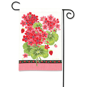 Gingham Geranium Garden Flag