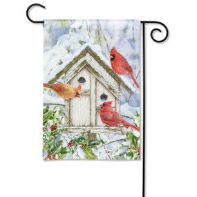 Cardinal Birdhouse Garden Flag