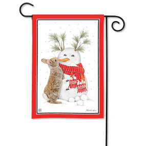 Bunny's Snow Friend Garden Flag