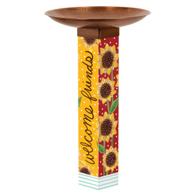 Playful Sunflowers Bird Bath w/ST9021 Copper Topper