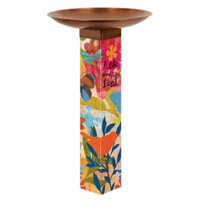 Sentimental Journey Bird Bath Art Pole w/ST9021 Copper Topper