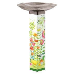 Spring Sweet Spring Bird Bath Art Pole w/ST9025 Stainless Steel Topper