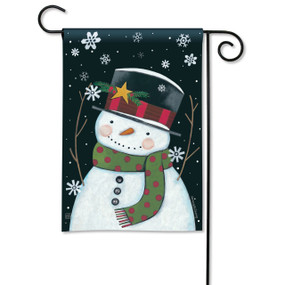 Nighttime Snowman Garden Flag