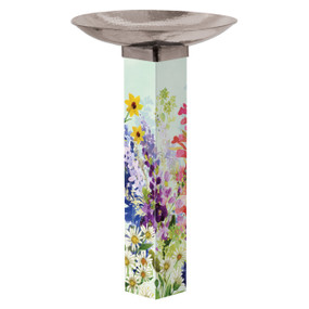 Spring Hummingbird Garden Bird Bath Art Pole w/ST9025 Stainless Steel Topper