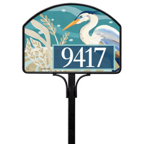 Blue Heron with Sea Shells Yard DeSign