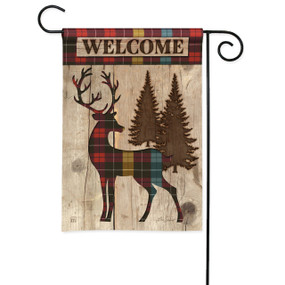 Plaid Deer Silhouette Garden Flag