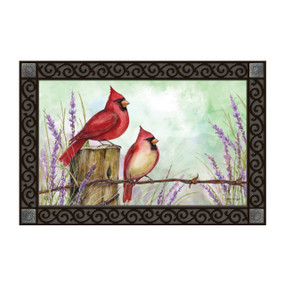 Cardinals on Wire Fence MatMate