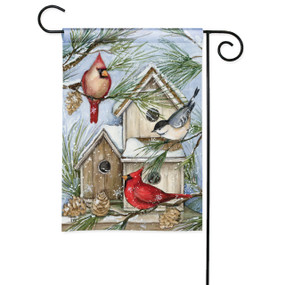 Winter Bird Houses Garden Flag