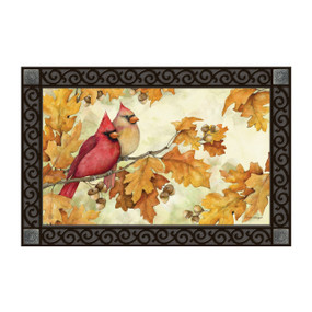 Cardinals in Fall Oak Leaves MatMate