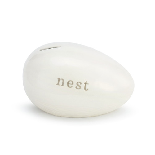 An ivory egg bank with "nest" engraved.
