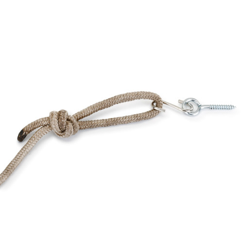 Silver nail keychain attatched to wooden rope