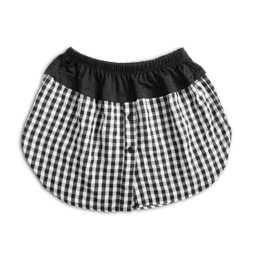 black and white gingham shirt extender with elastic waistband on top