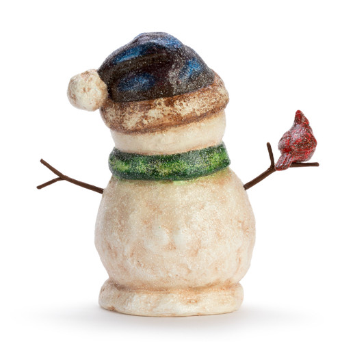 Small Snowman & Cardinal Paper Pulp Figure