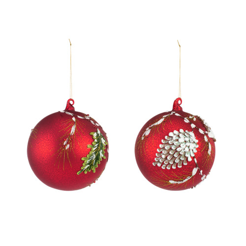 Oversized Red Holly Glass Ornaments