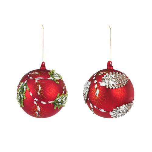 Oversized Red Holly Glass Ornaments