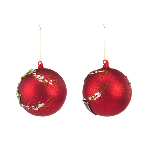 Oversized Red Holly Glass Ornaments