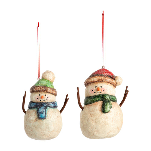 Snowmen Paper Pulp Ornaments - 2 Assorted