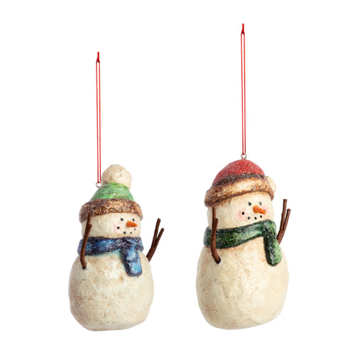 Snowmen Paper Pulp Ornaments - 2 Assorted