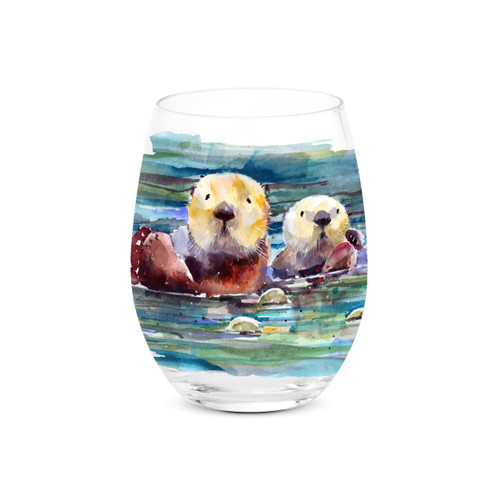 Dean Crouser Otter Pair Stemless Wine Glass