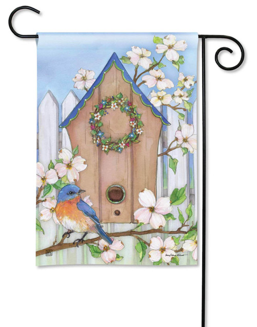 Dogwood Birdhouse Garden Flag