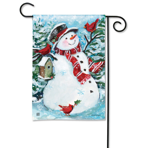 Snowman with Cardinals Garden Flag slide 
