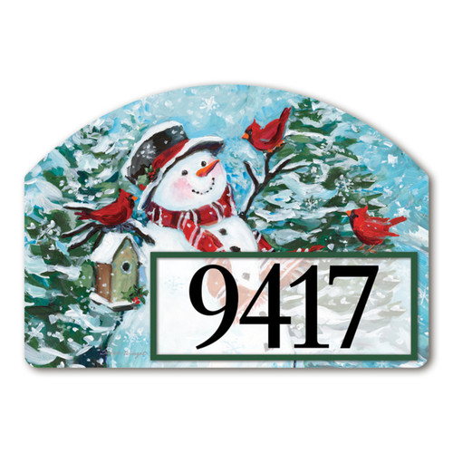 Snowman with Cardinals Yard DeSign slide 