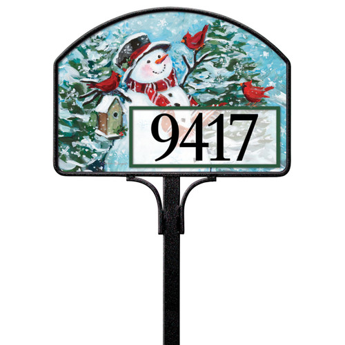 Snowman with Cardinals Yard DeSign slide 