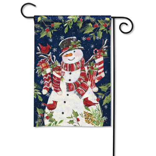 Snowman with Stockings Garden Flag slide 