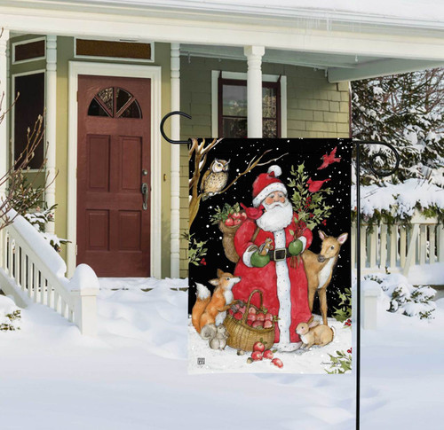 Forest Animals with Santa Garden Flag slide 