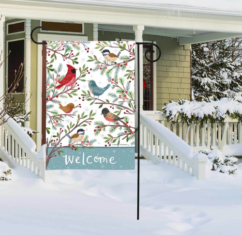 Winter Bird Branches Garden Flag slide 