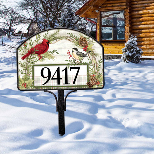 Winter Bird Wreath Yard DeSign slide 