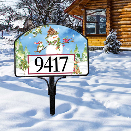 Pinecone Hat Snowman Yard DeSign slide 