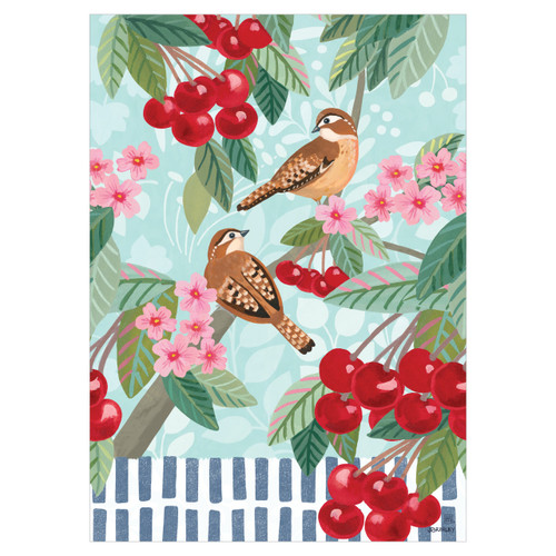 Birds and Cherries Bird Bath w/ST9021 Copper Topper slide 