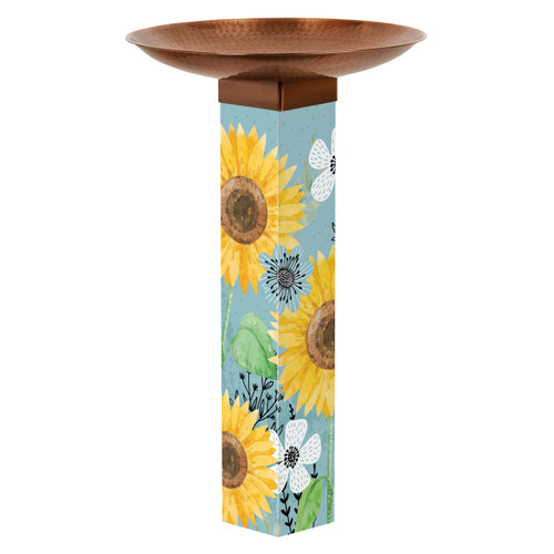 Flowery Teacup Bird Bath w/ST9021 Copper Topper slide 