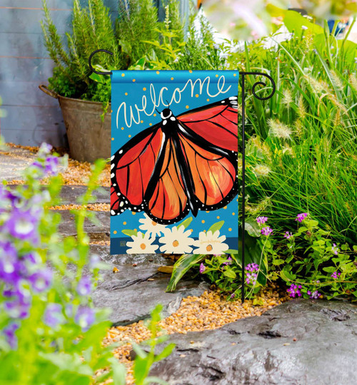 Welcome Monarch Garden Flag slide 
