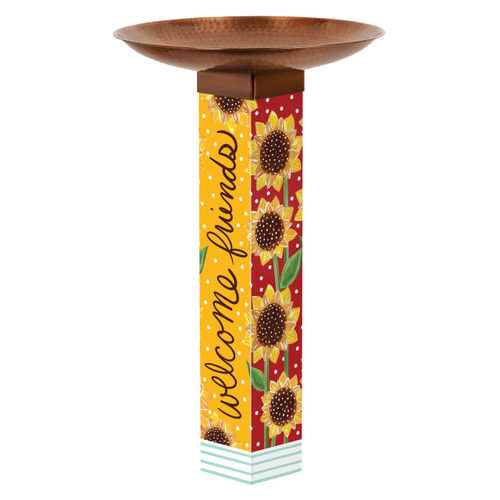 Playful Sunflowers Bird Bath w/ST9021 Copper Topper slide 