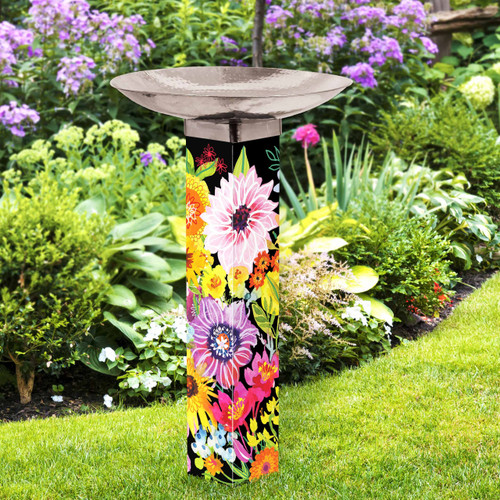 Wild Garden Bird Bath Art Pole w/ST9025 Stainless Steel Topper slide 