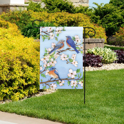 Dogwoods and Bluebirds Garden Flag slide 