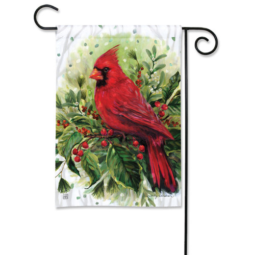 Cardinal on Winter Boughs Garden Flag slide 