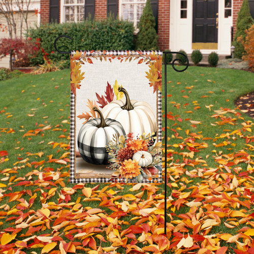 Plaid Pumpkins Garden Flag slide 