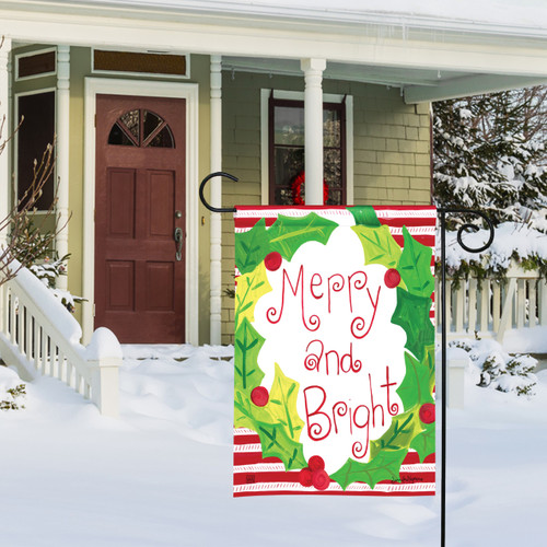 Merry and Bright Peppermint & Holly Garden Flag slide 