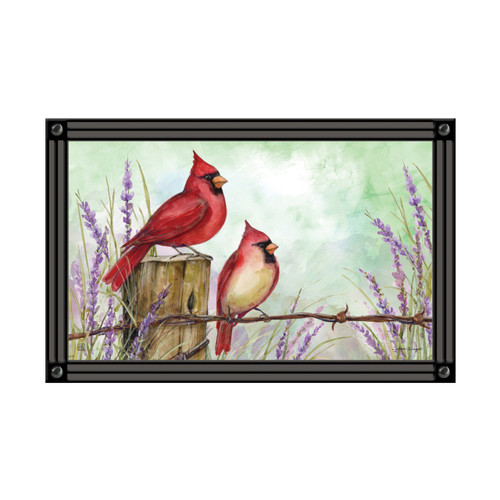 Cardinals on Wire Fence MatMate slide 