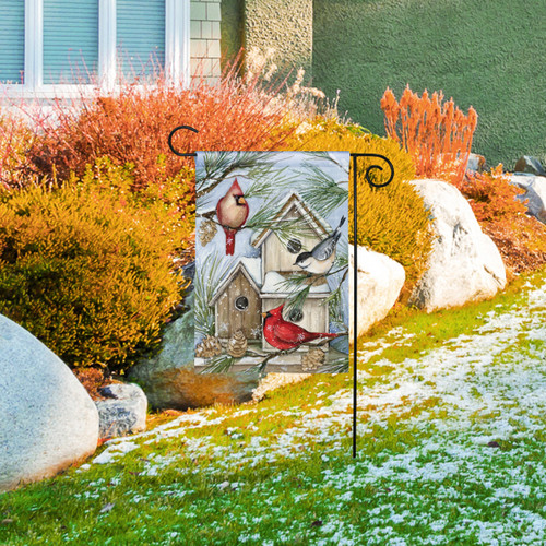 Winter Bird Houses Garden Flag slide 
