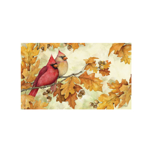 Cardinals in Fall Oak Leaves MatMate slide 