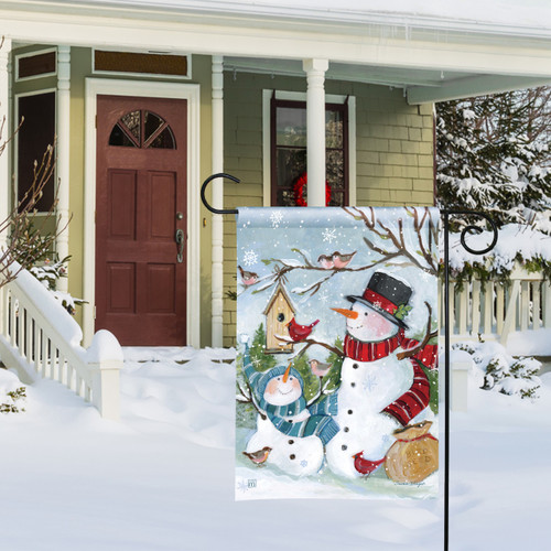 Snowmen Birds Garden Flag slide 